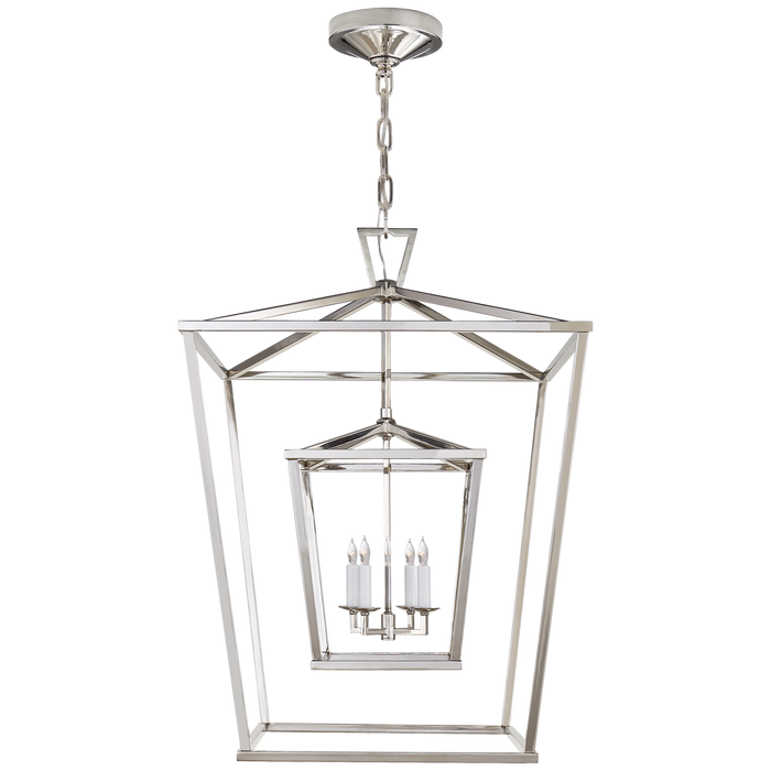 Darlana Large Double Cage Lantern - Polished Nickel Finish