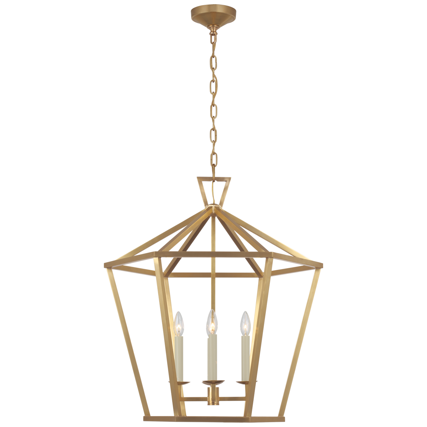 Darlana Large Hexagonal Lantern - Antique-Burnished Brass Finish