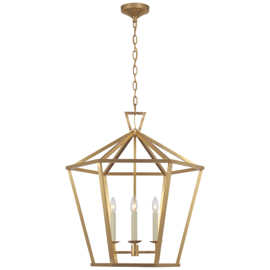 Darlana Large Hexagonal Lantern - Antique-Burnished Brass Finish