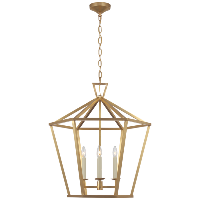 Darlana Large Hexagonal Lantern - Antique-Burnished Brass Finish