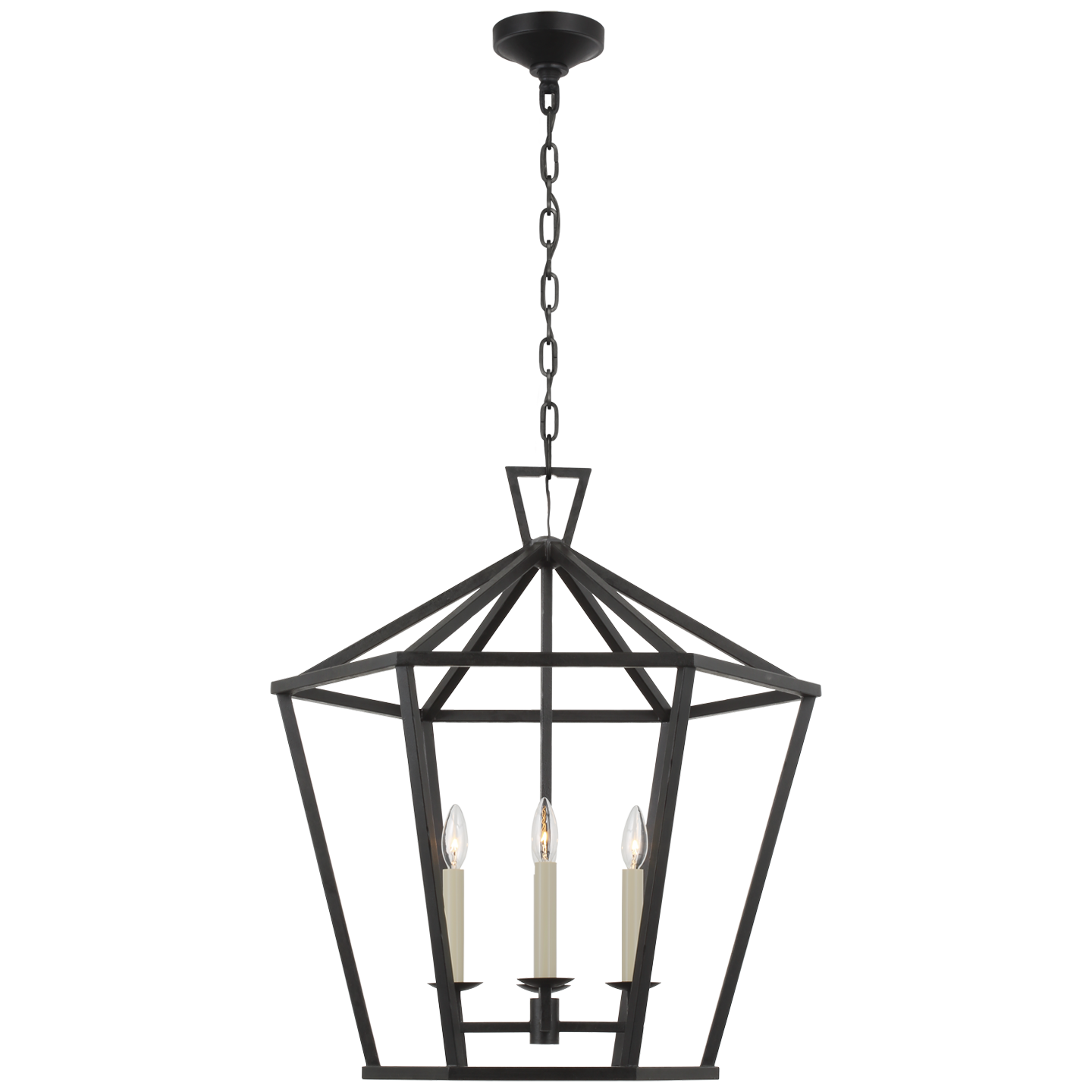 Darlana Large Hexagonal Lantern - Aged Iron Finish