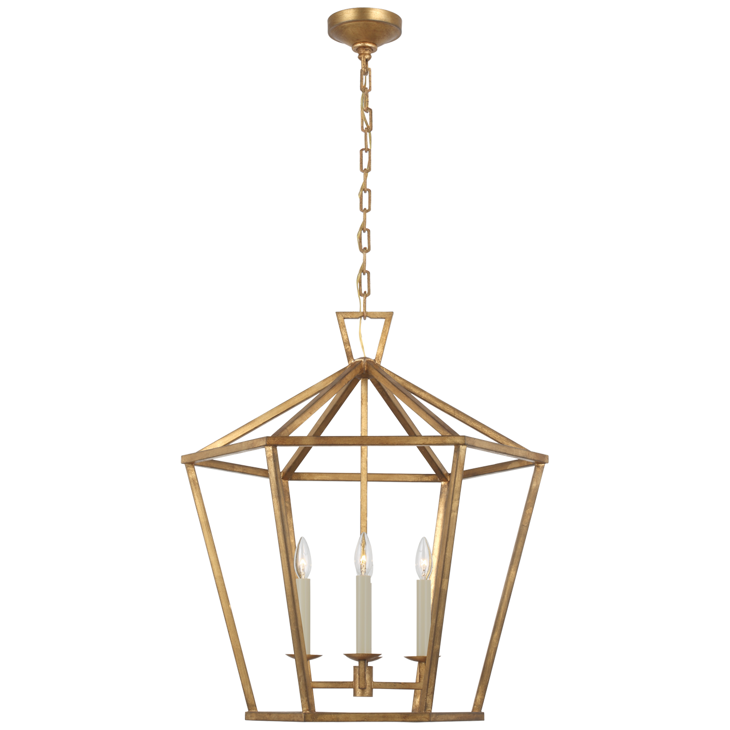 Darlana Large Hexagonal Lantern - Gilded Iron Finish