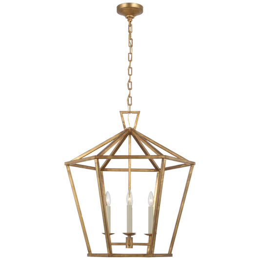 Darlana Large Hexagonal Lantern - Gilded Iron Finish