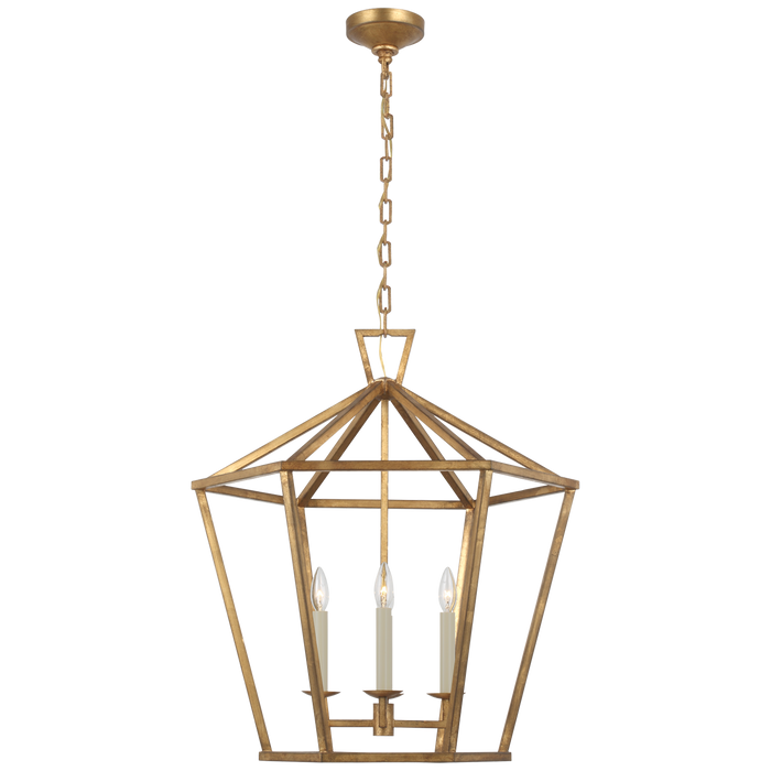 Darlana Large Hexagonal Lantern - Gilded Iron Finish