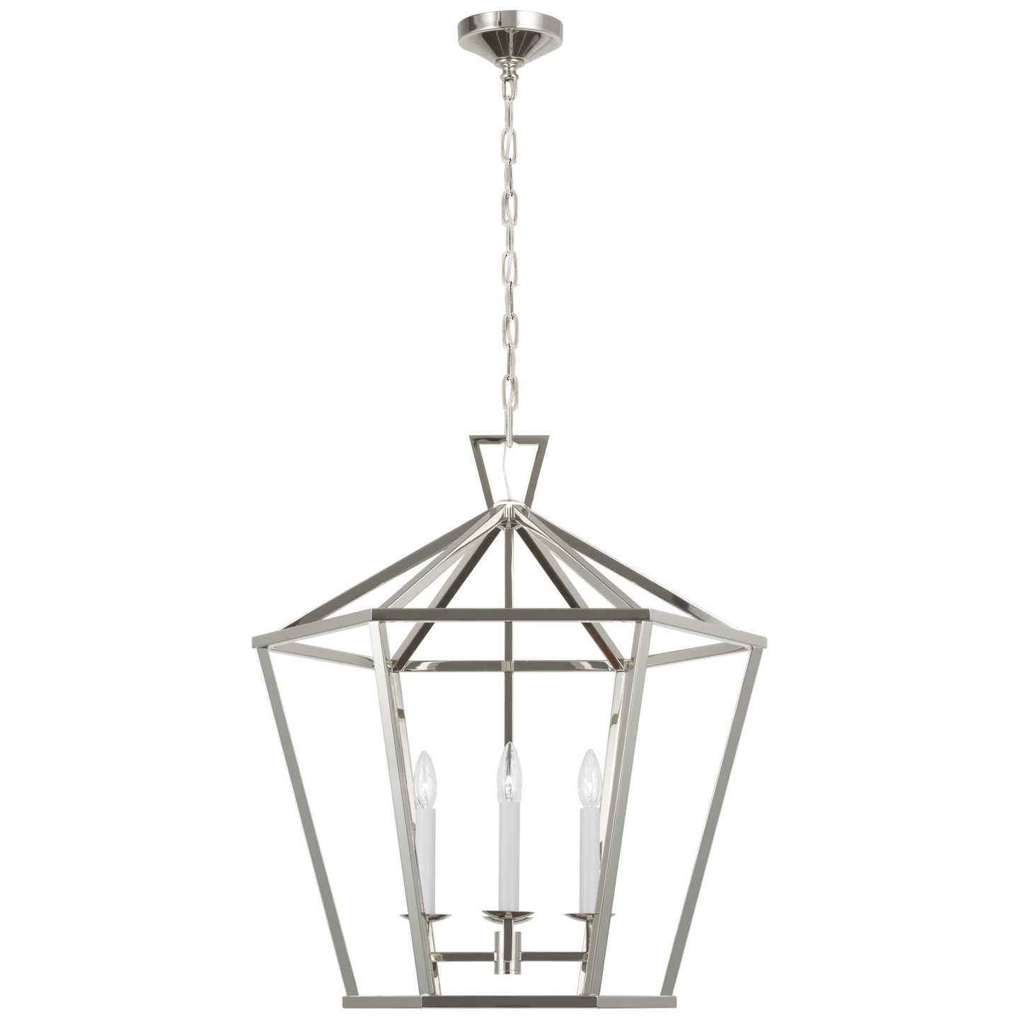 Darlana Large Hexagonal Lantern - Polished Nickel Finish