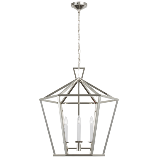 Darlana Large Hexagonal Lantern - Polished Nickel Finish