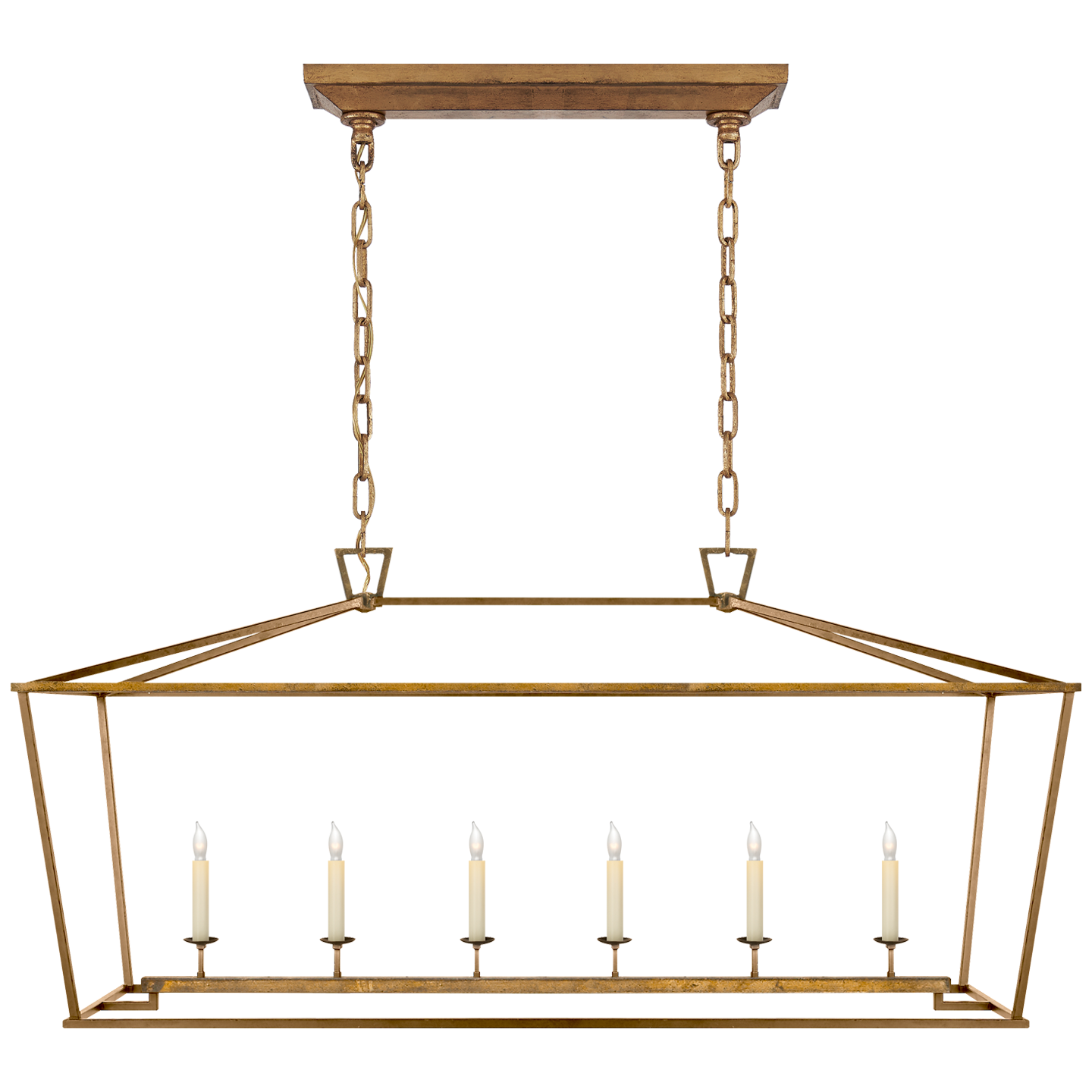 Darlana Large Linear Lantern - Gilded Iron Finish