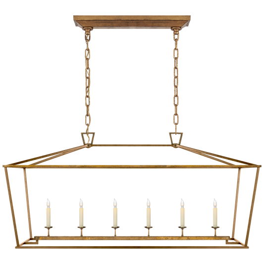 Darlana Large Linear Lantern - Gilded Iron Finish