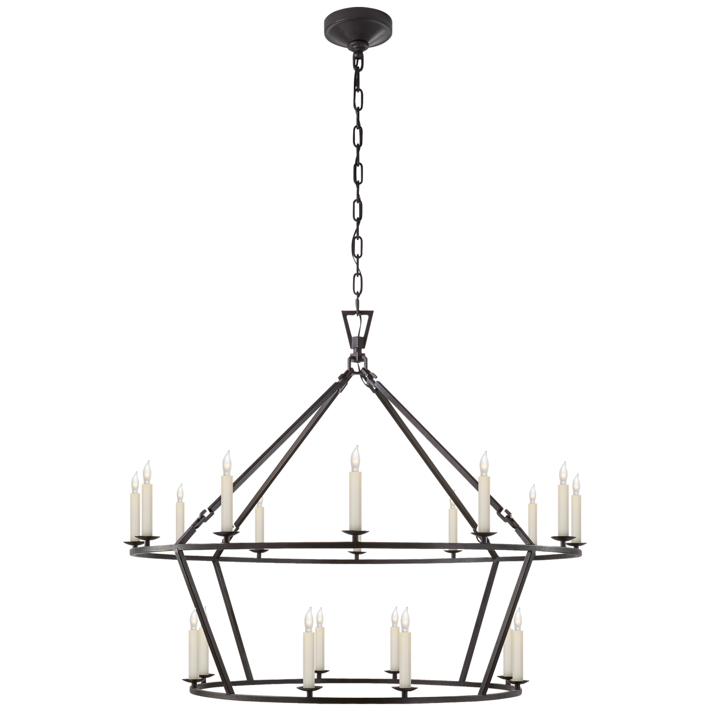 Darlana Large Two-Tiered Ring Chandelier - Aged Iron