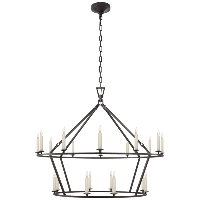 Darlana Large Two-Tiered Ring Chandelier - Aged Iron