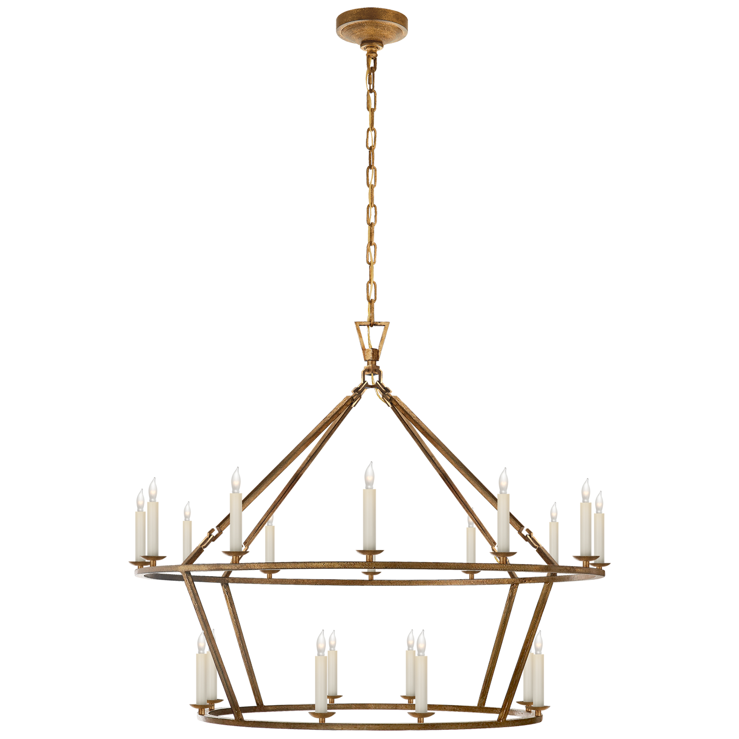 Darlana Large Two-Tiered Ring Chandelier - Gilded Iron