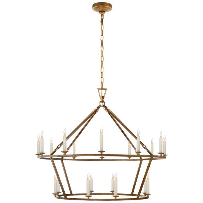 Darlana Large Two-Tiered Ring Chandelier - Gilded Iron