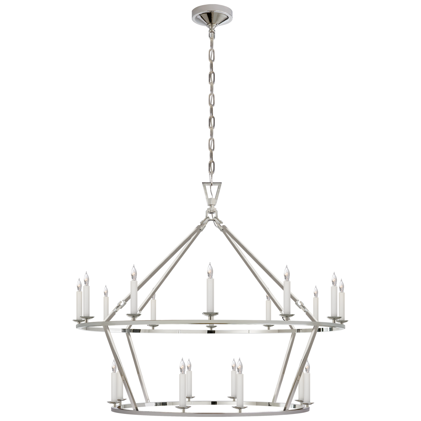 Darlana Large Two-Tiered Ring Chandelier - Polished Nickel