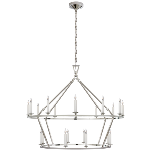 Darlana Large Two-Tiered Ring Chandelier - Polished Nickel