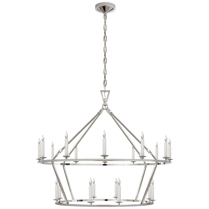 Darlana Large Two-Tiered Ring Chandelier - Polished Nickel