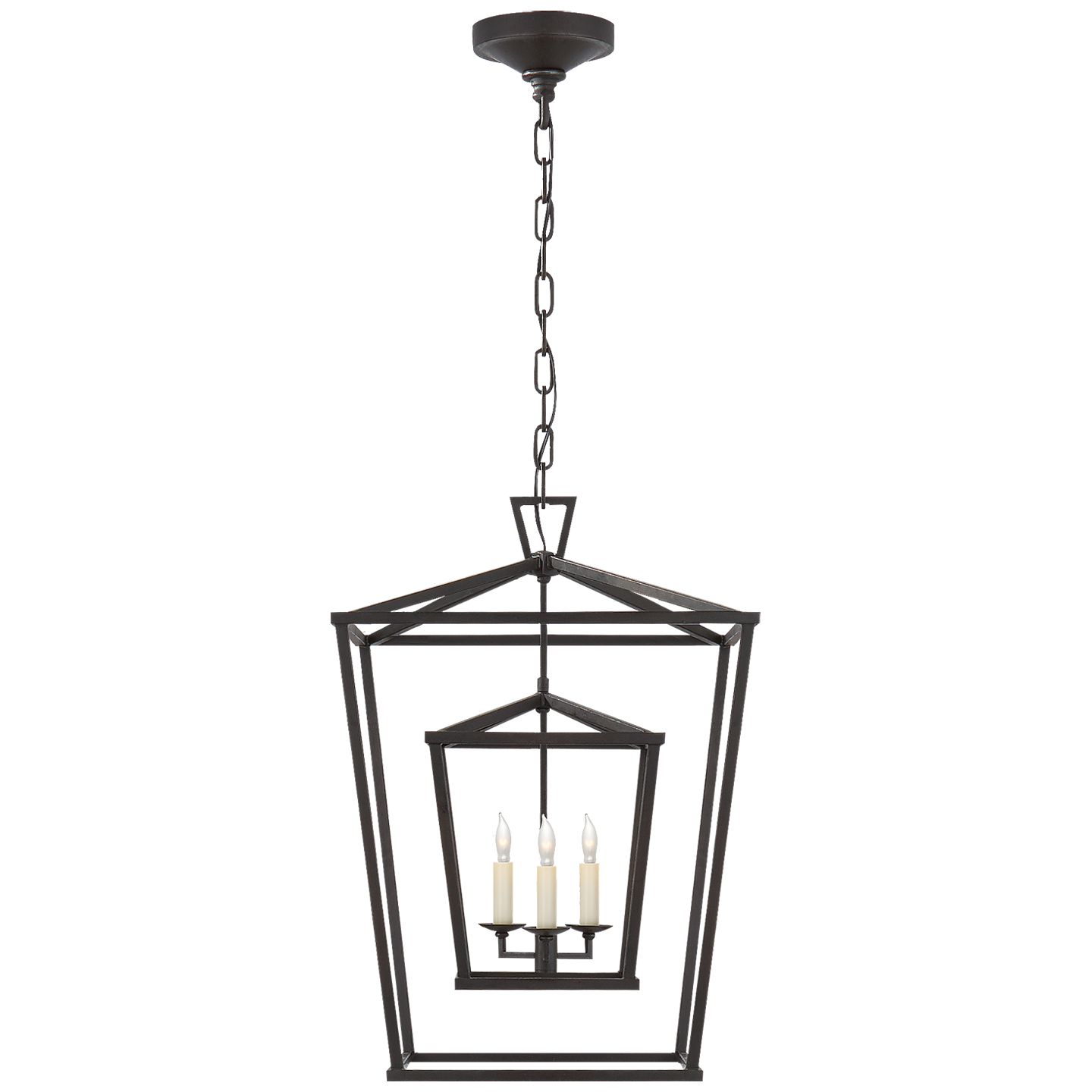 Darlana Medium Double Cage Lantern - Aged Iron Finish