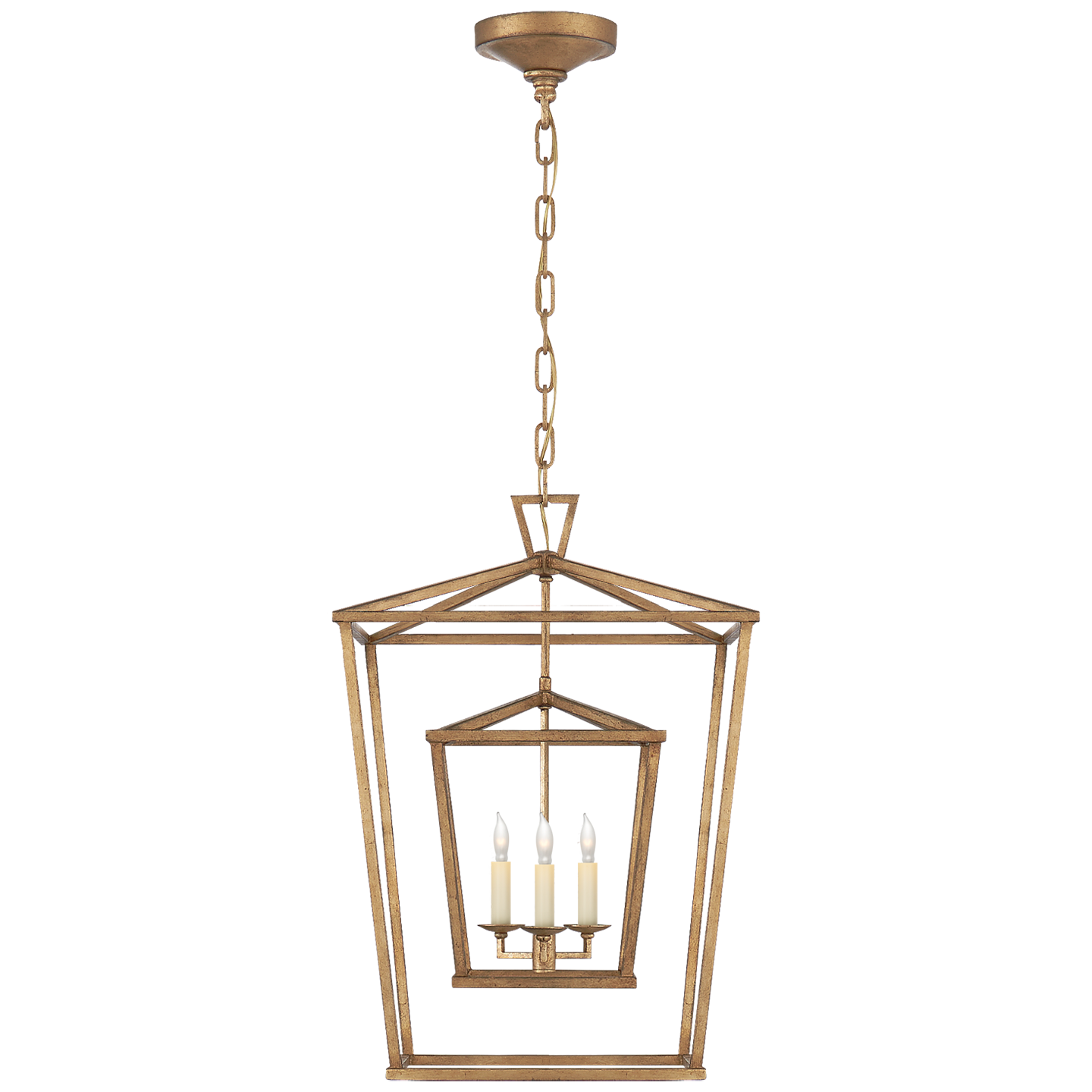 Darlana Medium Double Cage Lantern - Gilded Iron Finish