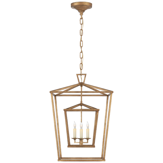 Darlana Medium Double Cage Lantern - Gilded Iron Finish