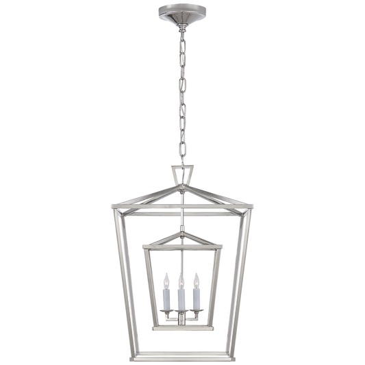 Darlana Medium Double Cage Lantern - Polished Nickel Finish