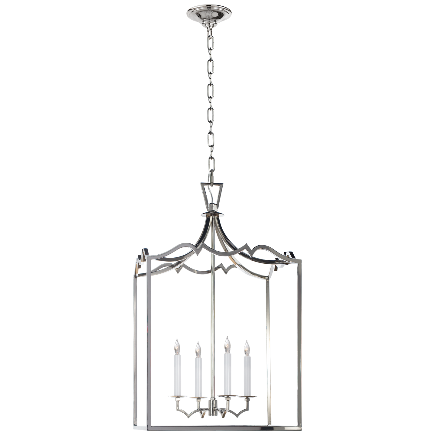 Darlana Medium Fancy Lantern - Polished Nickel Finish