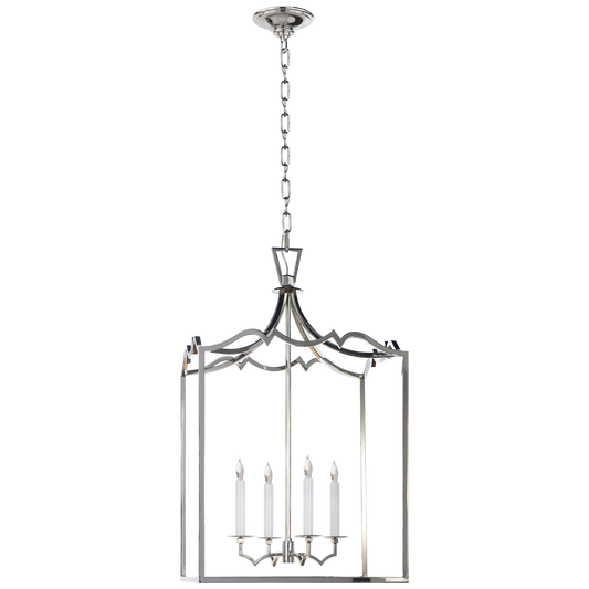 Darlana Medium Fancy Lantern - Polished Nickel Finish