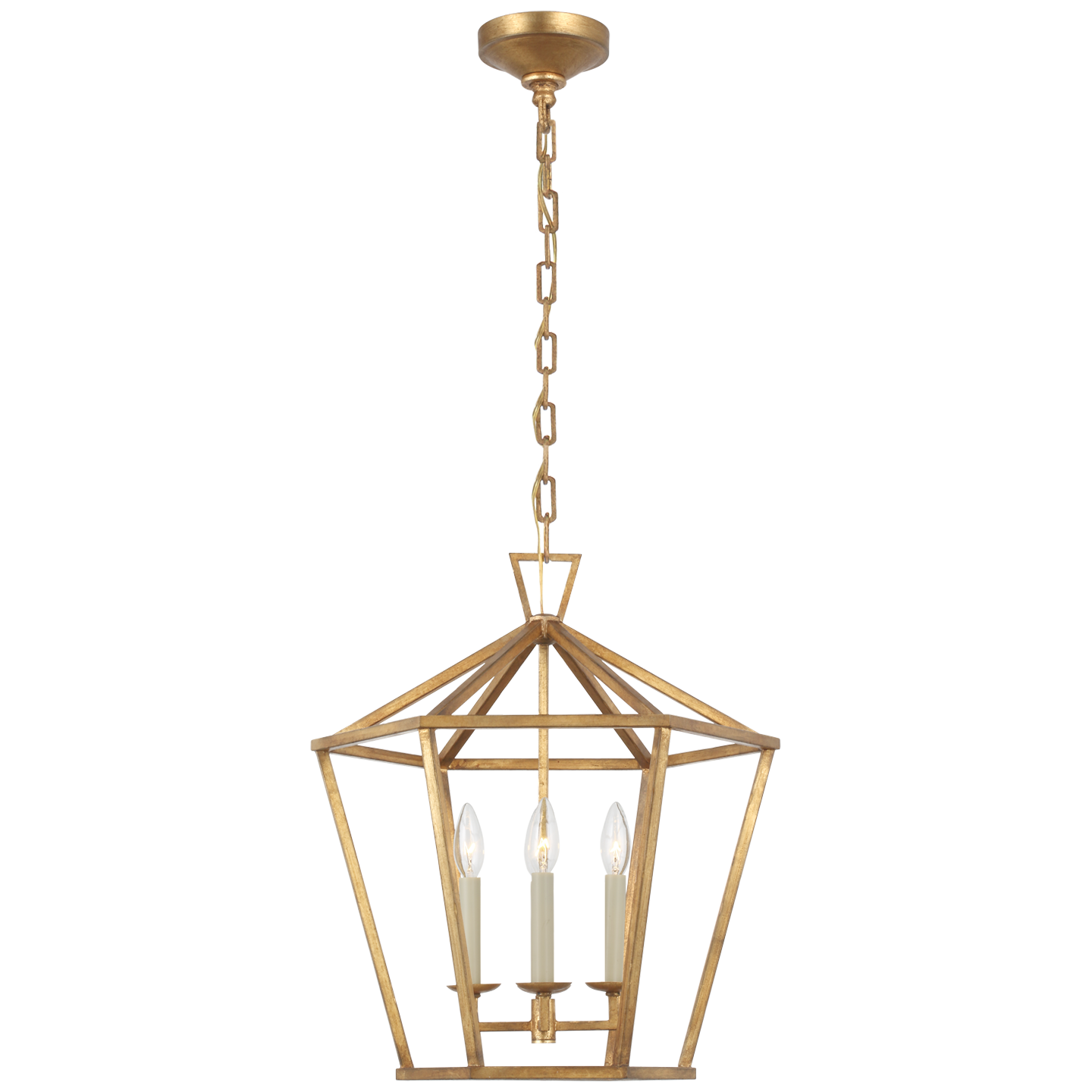 Darlana Medium Hexagonal Lantern - Gilded Iron Finish