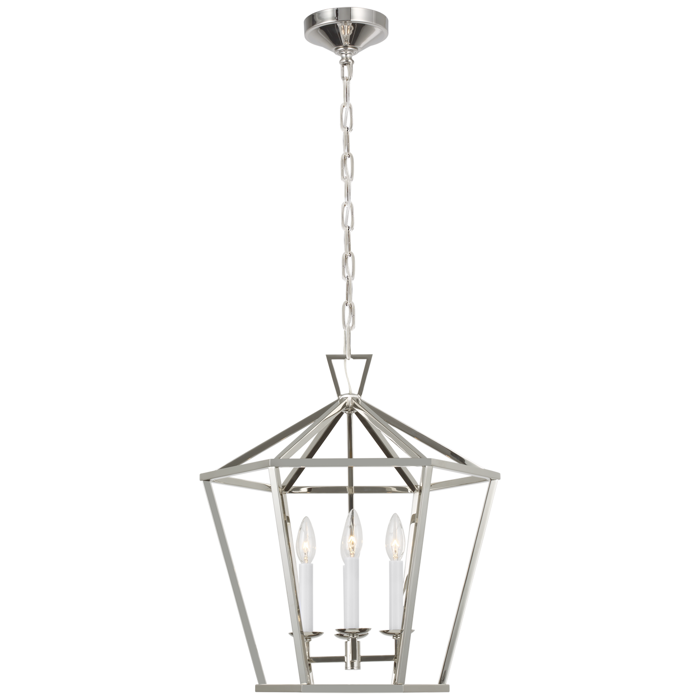 Darlana Medium Hexagonal Lantern - Polished Nickel Finish