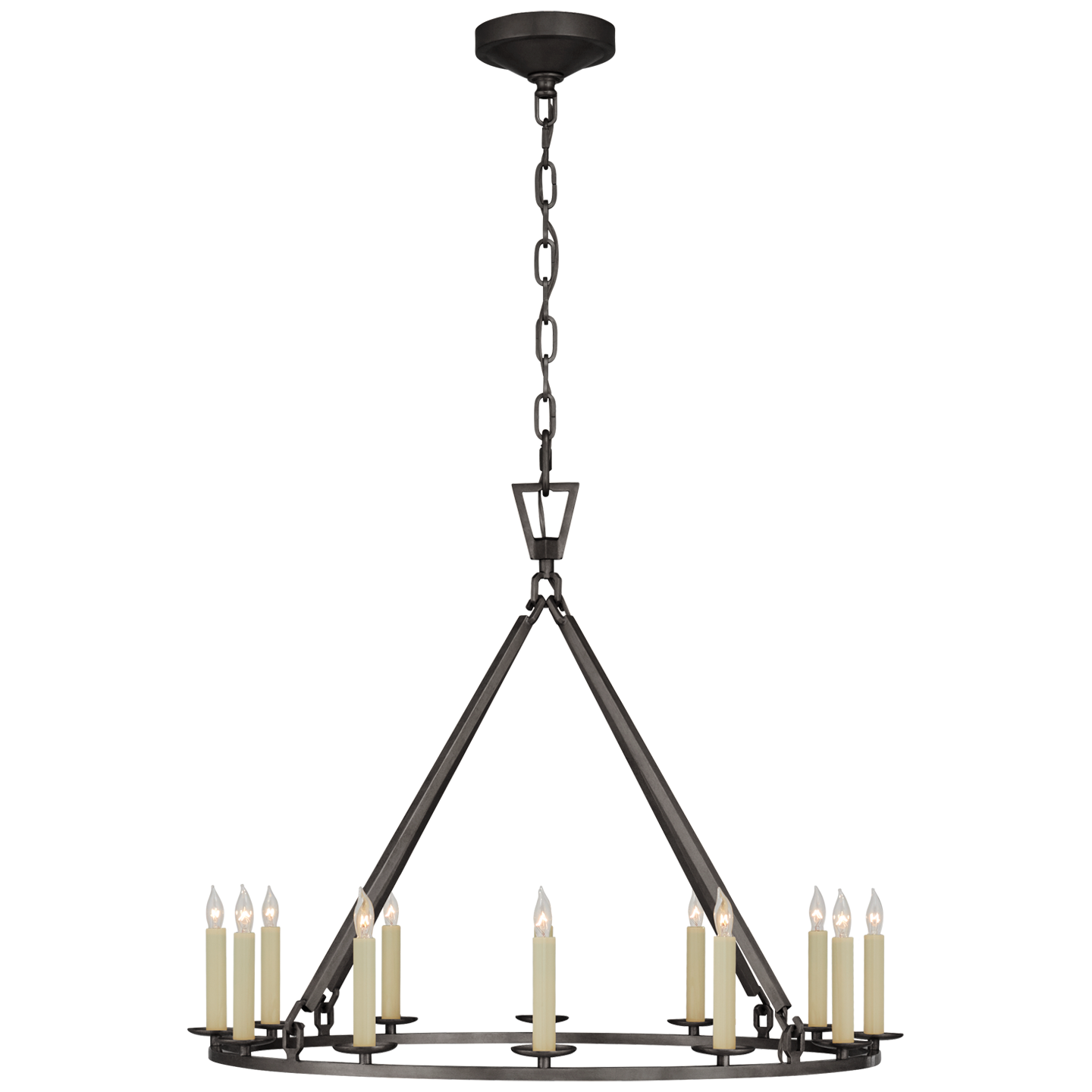 Darlana Medium Single Ring Chandelier - Aged Iron Finish