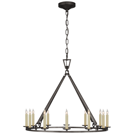 Darlana Medium Single Ring Chandelier - Aged Iron Finish