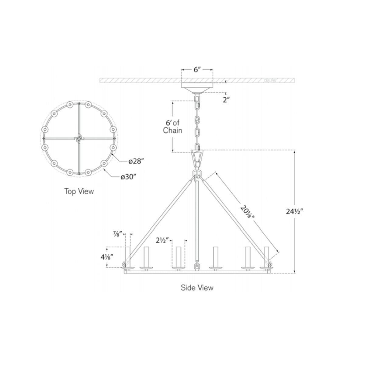 Darlana Medium Single Ring Chandelier - Diagram