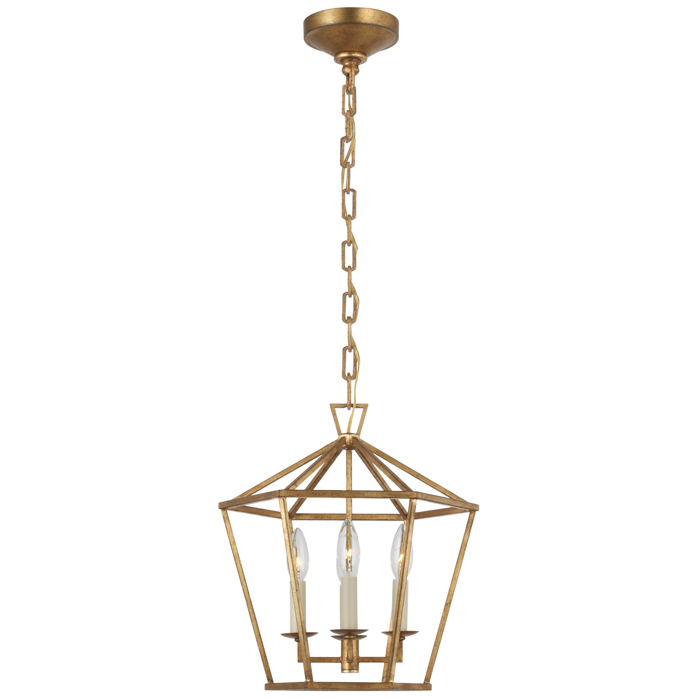 Darlana Small Hexagonal Lantern - Gilded Iron Finish