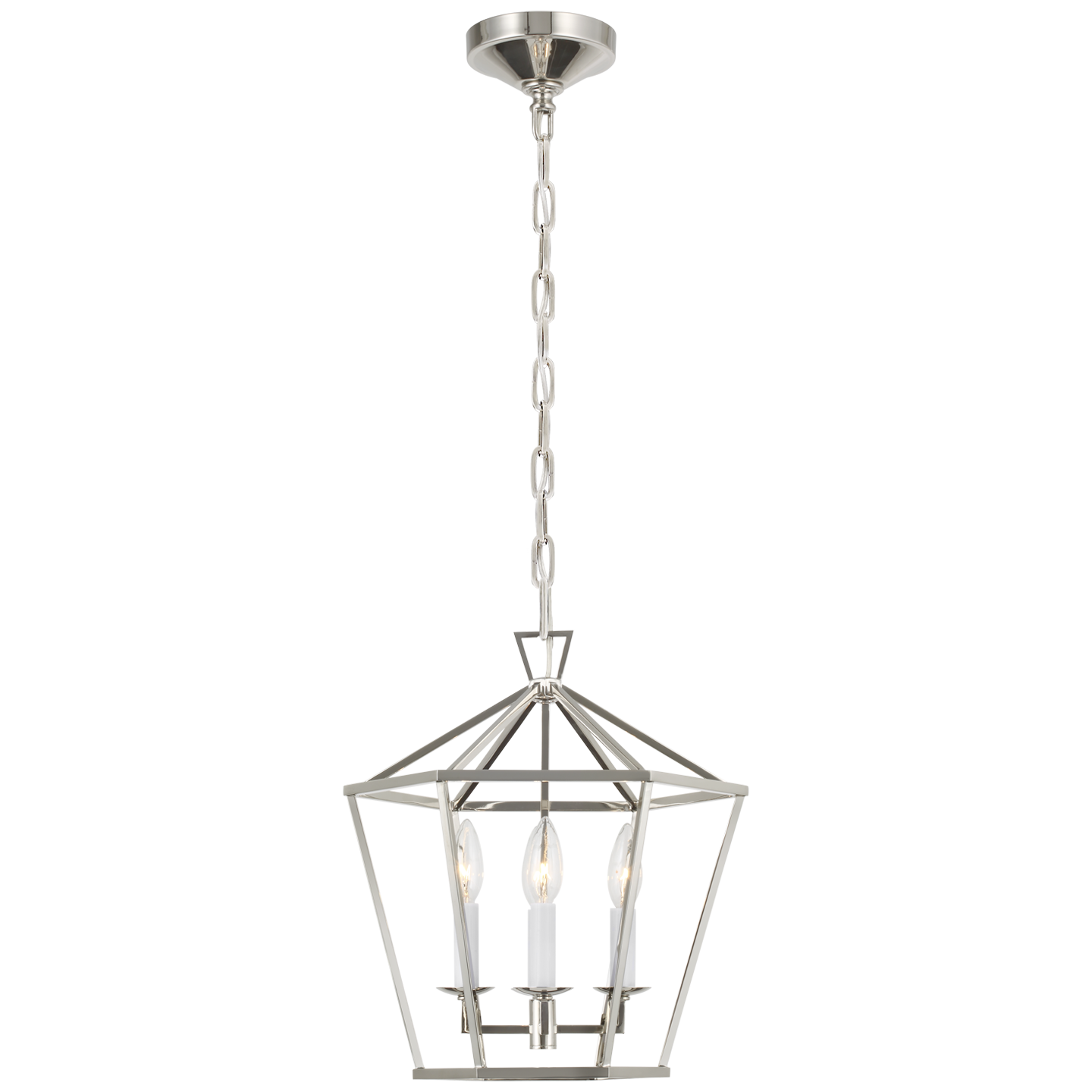 Darlana Small Hexagonal Lantern - Polished Nickel Finish