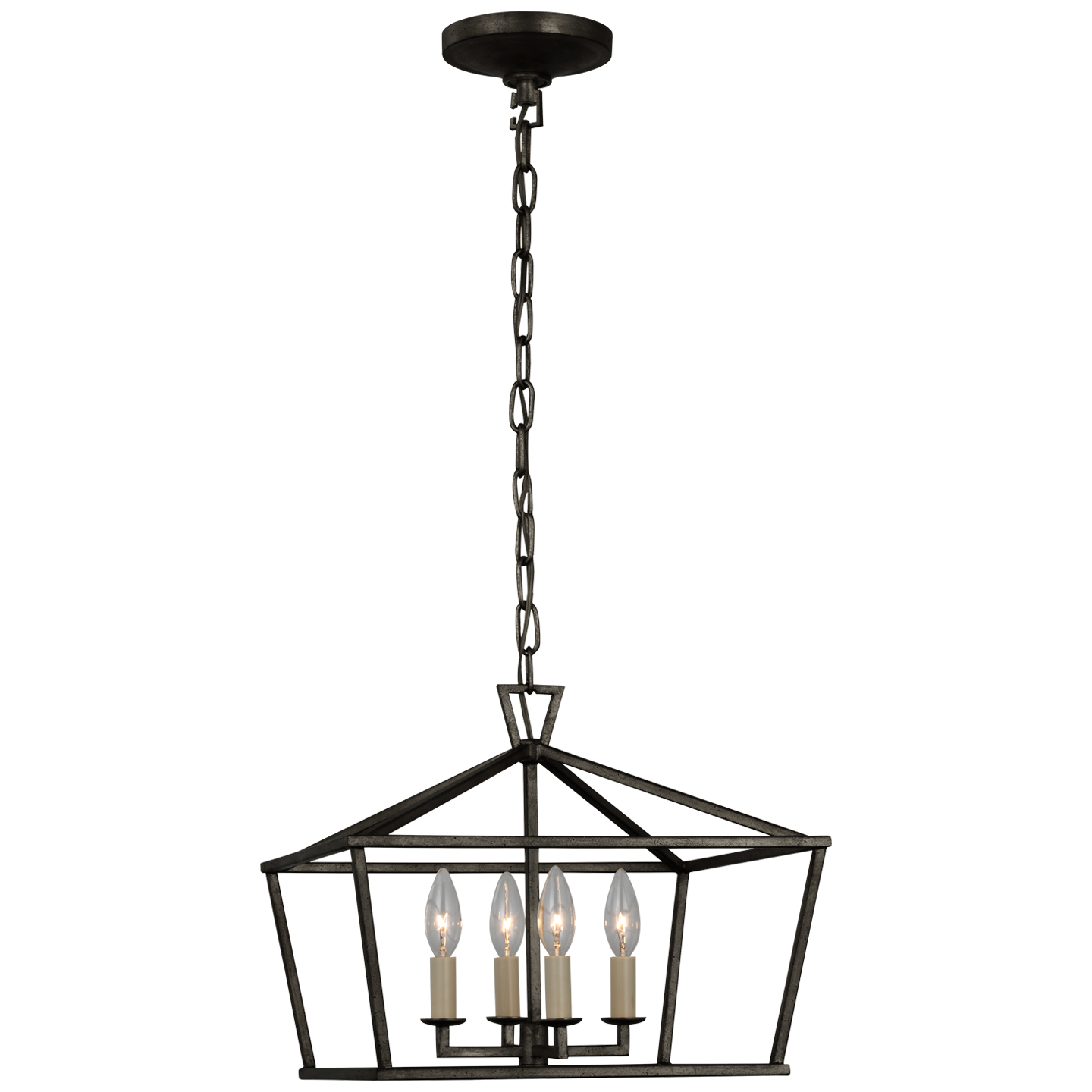 Darlana Small Wide Semi-Flush Mount Lantern -Aged Iron Finish