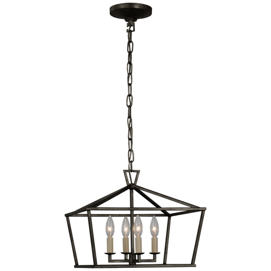 Darlana Small Wide Semi-Flush Mount Lantern -Aged Iron Finish