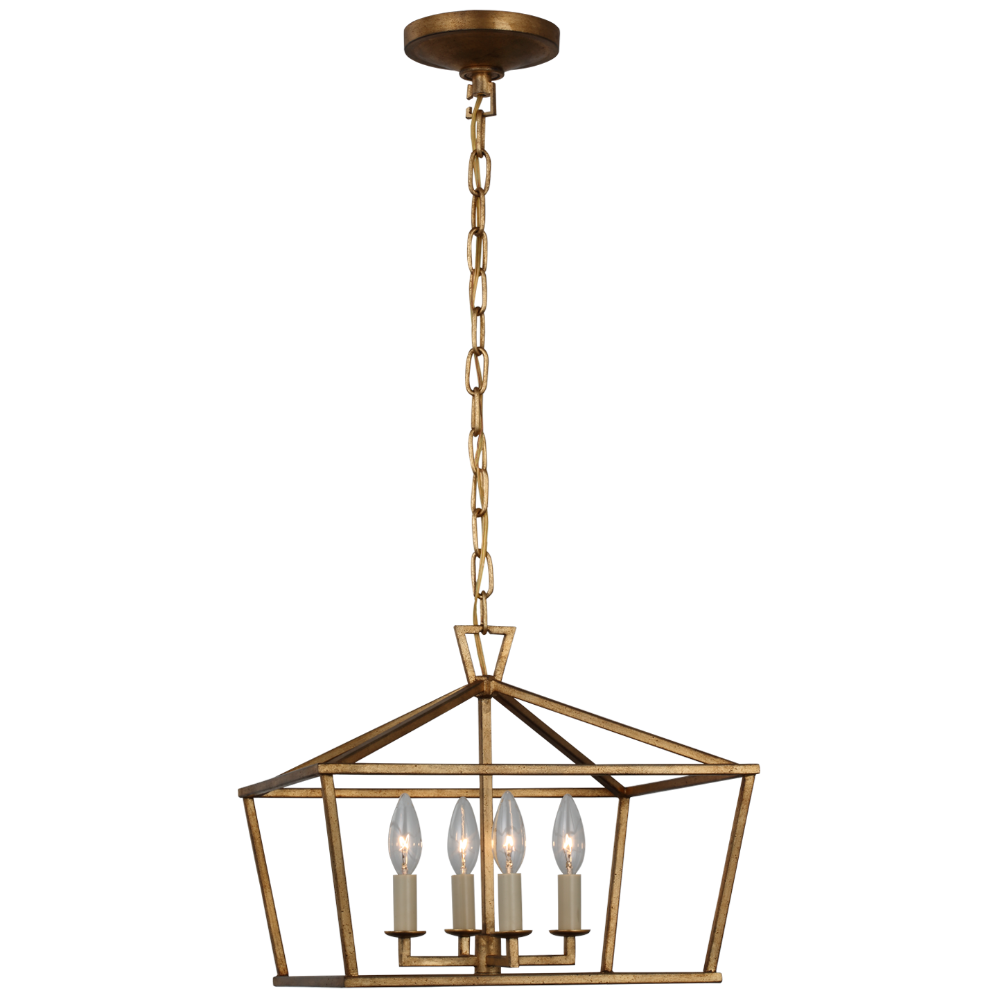 Darlana Small Wide Semi-Flush Mount Lantern - Gilded Iron Finish