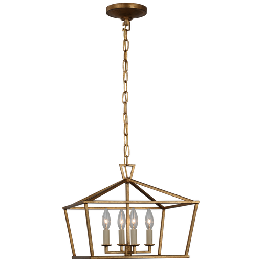 Darlana Small Wide Semi-Flush Mount Lantern - Gilded Iron Finish