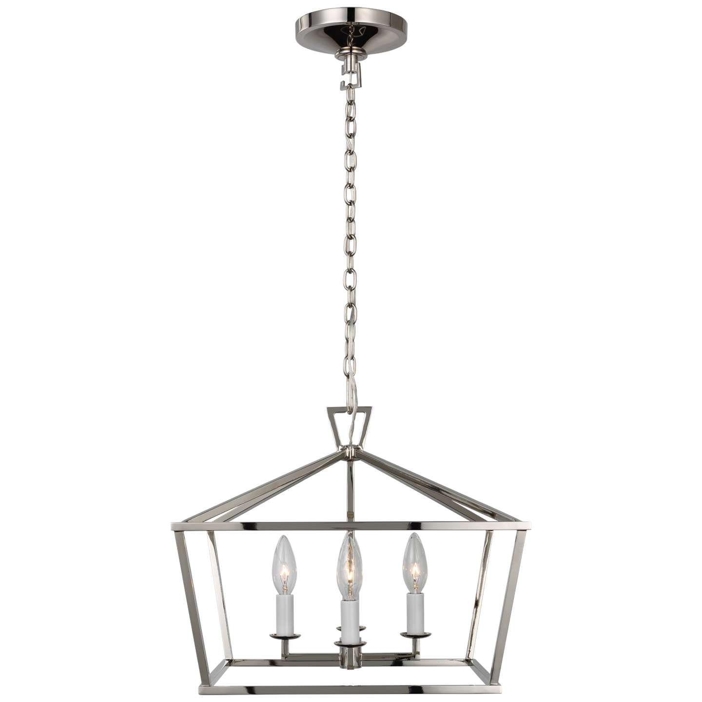 Darlana Small Wide Semi-Flush Mount Lantern - Polished Nickel Finish