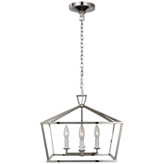 Darlana Small Wide Semi-Flush Mount Lantern - Polished Nickel Finish