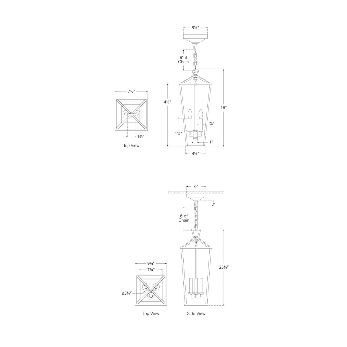 Darlana Tall Lantern - Diagram