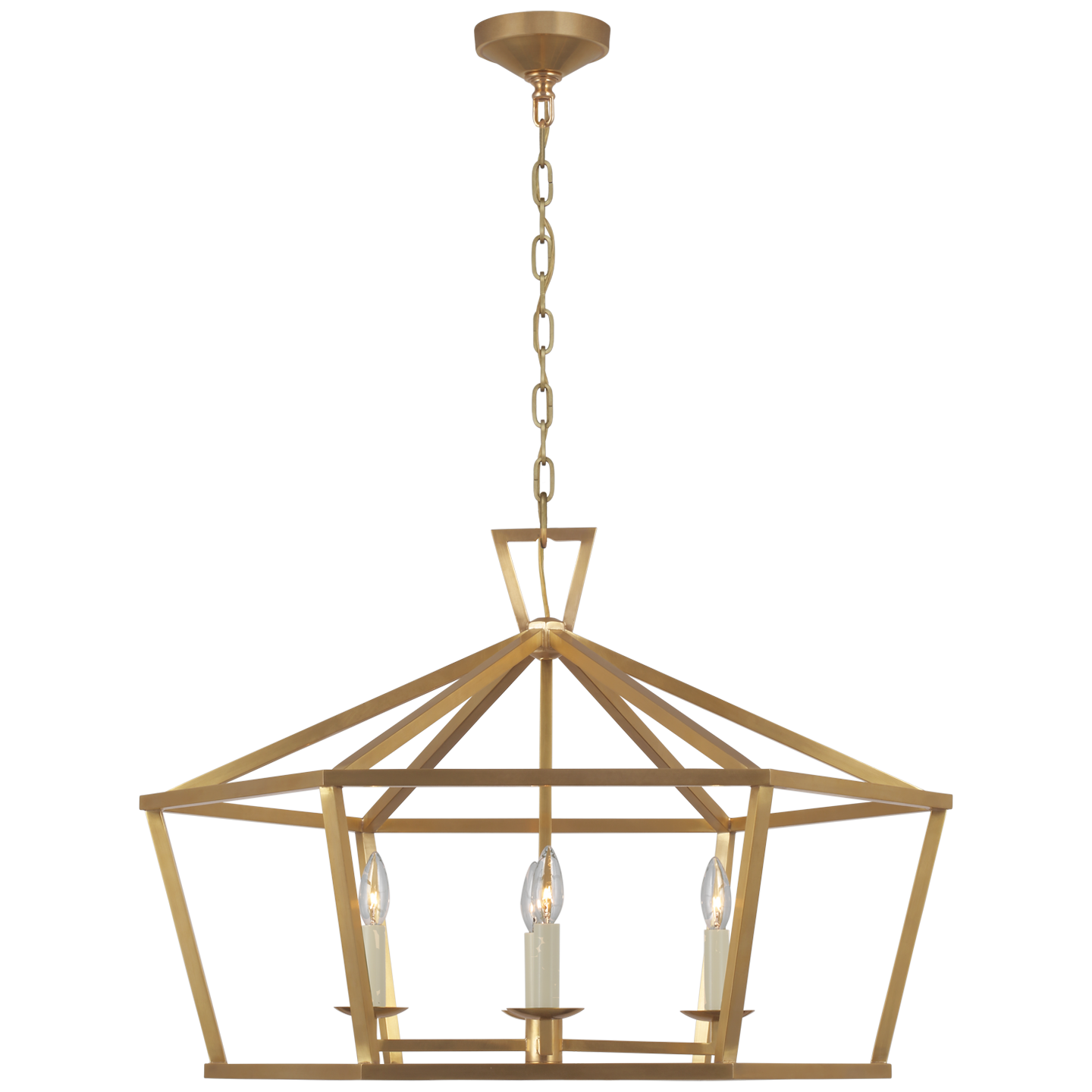 Darlana Wide Hexagonal Lantern - Antique-Burnished Brass Finish