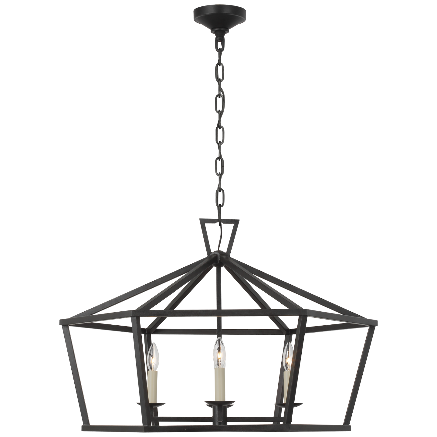 Darlana Wide Hexagonal Lantern - Aged Iron Finish