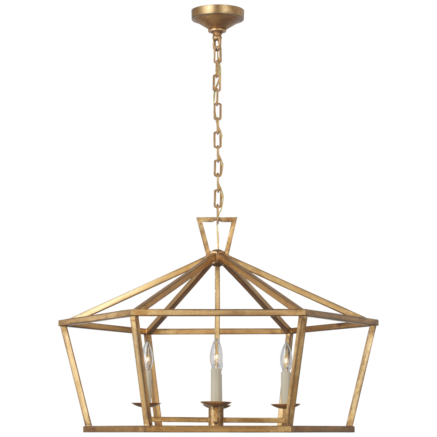 Darlana Wide Hexagonal Lantern - Gilded Iron Finish