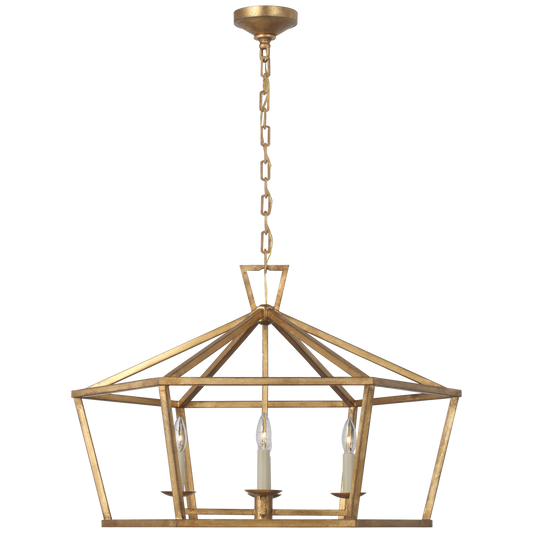 Darlana Wide Hexagonal Lantern - Gilded Iron Finish