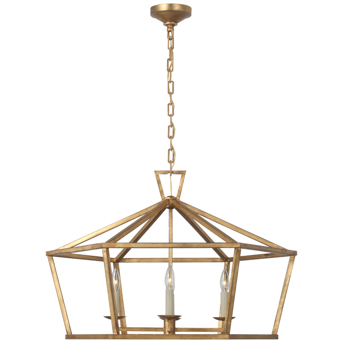 Darlana Wide Hexagonal Lantern - Gilded Iron Finish