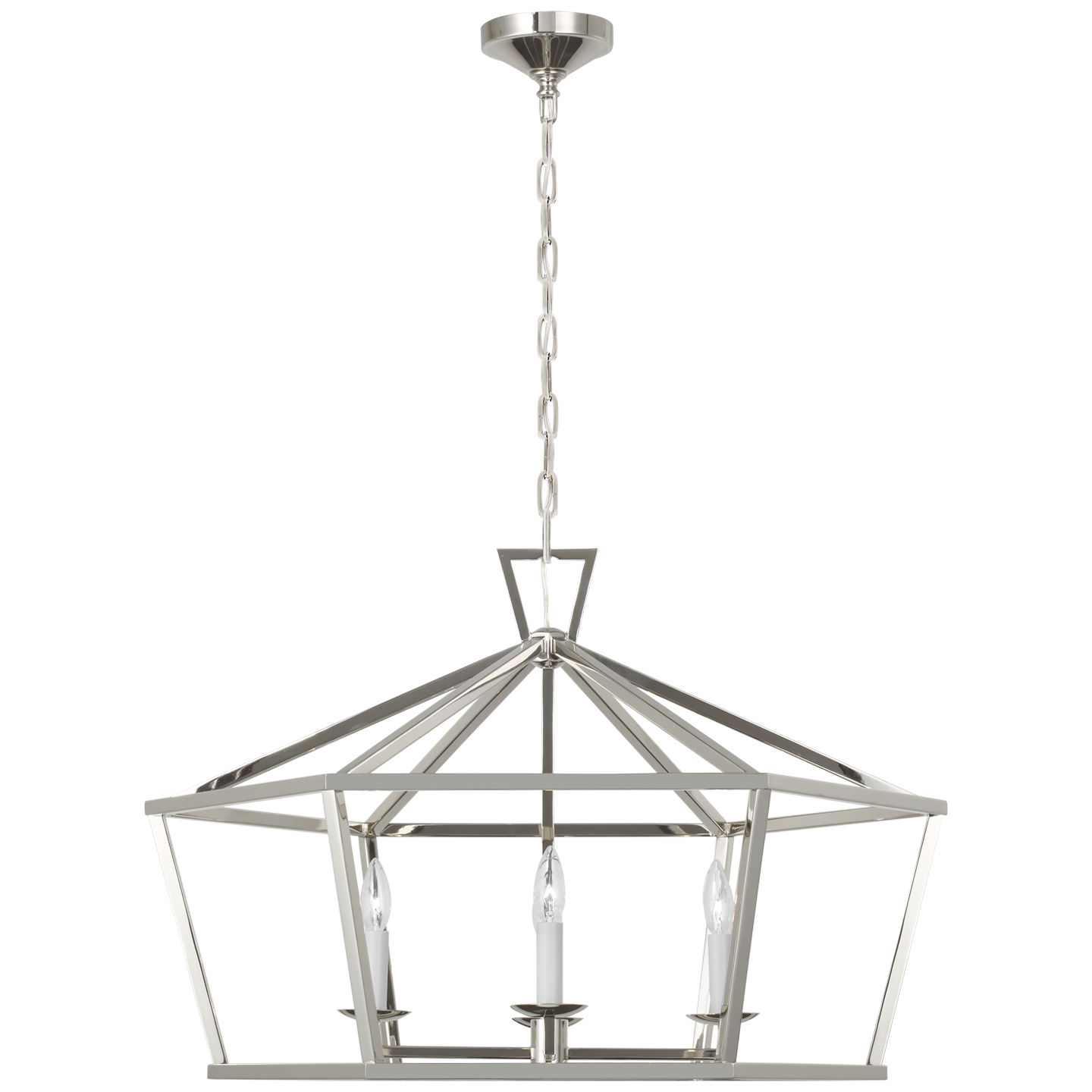 Darlana Wide Hexagonal Lantern - Polished Nicke Finish