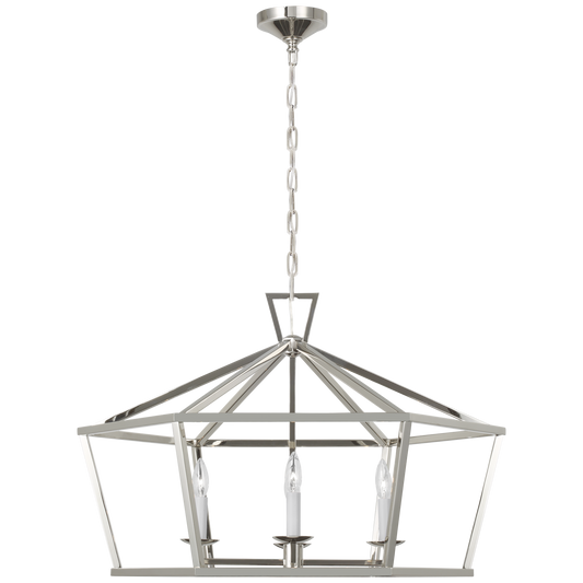 Darlana Wide Hexagonal Lantern - Polished Nicke Finish