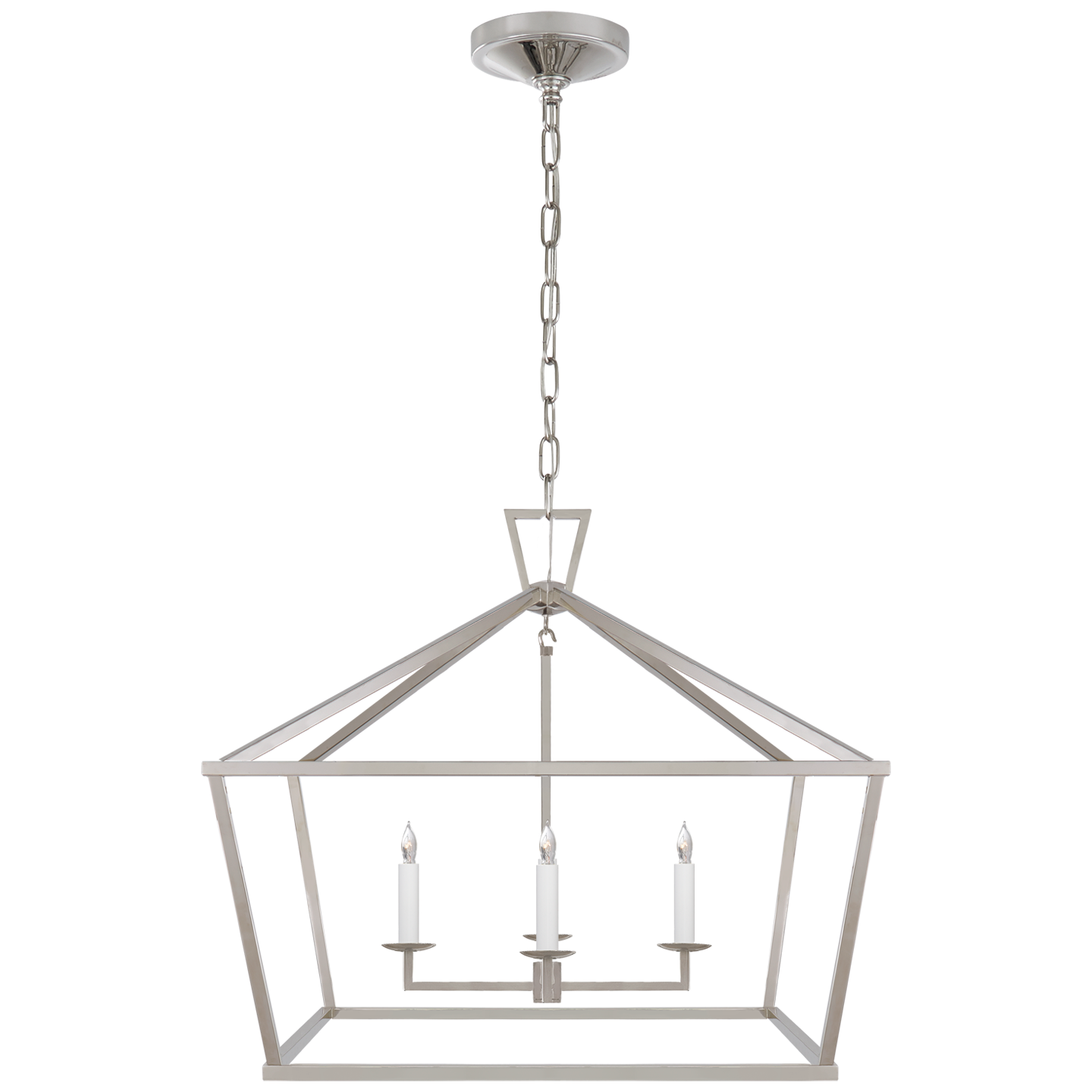 Darlana Medium Wide Lantern - Polished Nickel Finish