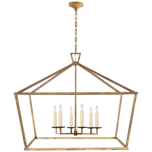 Darlana XXL Wide Lantern - Gilded Iron Finish