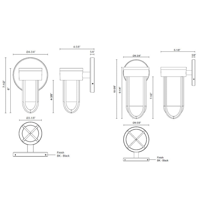 Davy Outdoor LED Wall Sconce - Diagram