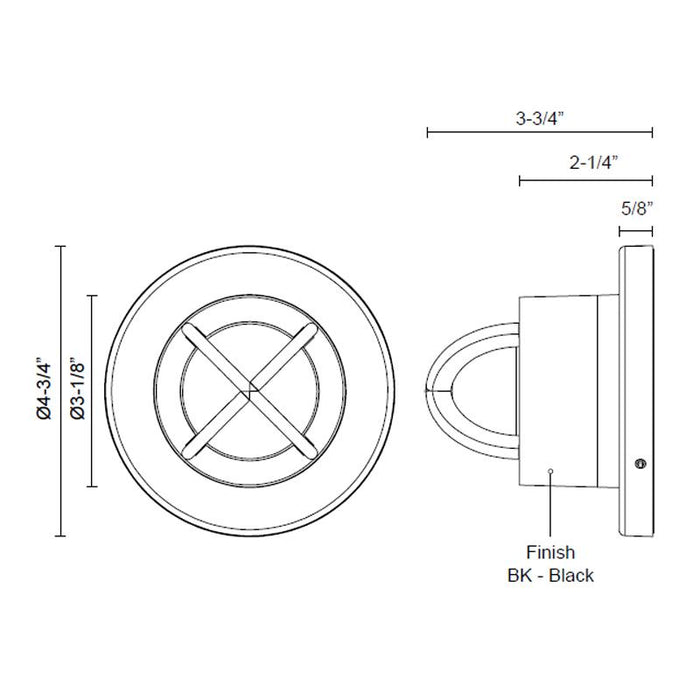 Davy Outdoor Round LED Wall Sconce - Diagram